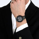 Maserati Stile Skeleton Chronograph Blue Dial Grey Steel Strap Watch for Men - R8873642012