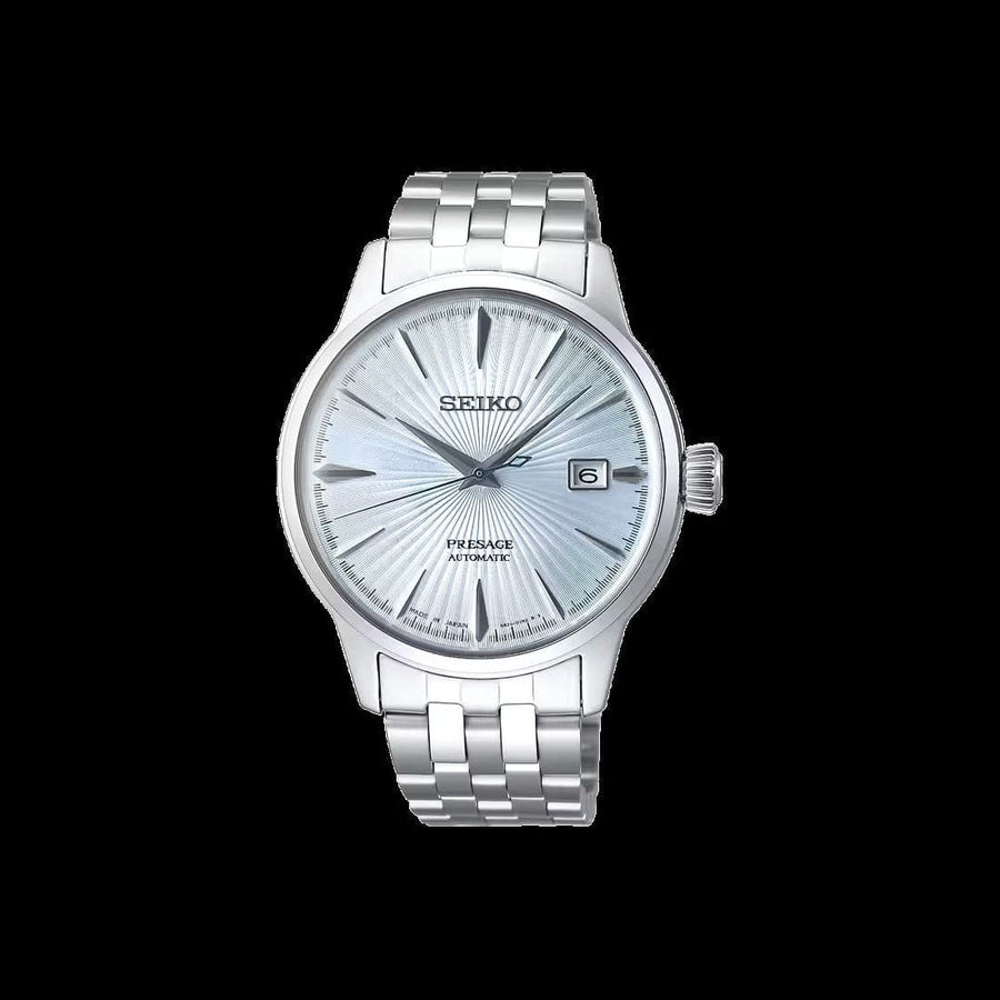 Seiko Presage Cocktail Time Automatic Ice Blue Dial Silver Steel Strap Watch for Men - SRPE19J1
