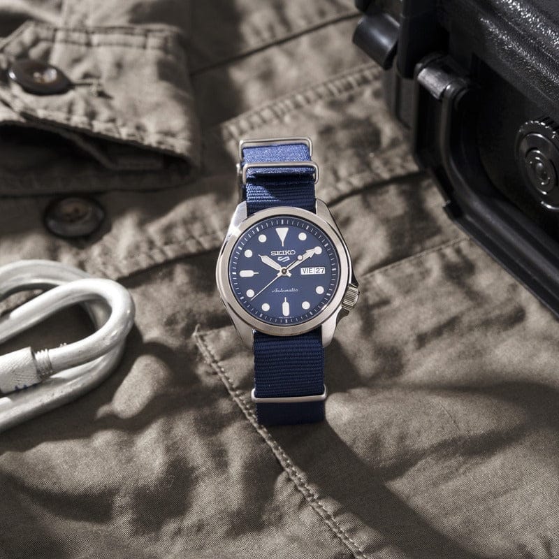 Seiko 5 Sports Automatic Blue Dial Blue Nylon Strap Watch for Men - SRPE63K1