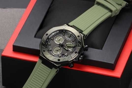 Tissot T Race Chronograph Black Dial Green Rubber Strap Watch for Men - T141.417.37.061.02