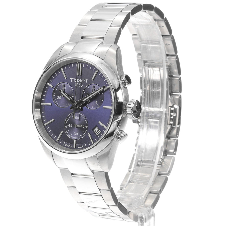 Tissot PR 100 Chronograph Blue Dial Silver Steel Strap Watch for Men - T150.417.11.041.00