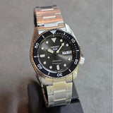 Seiko 5 Sports SKX Street Stonewash Black Dial Silver Steel Strap Watch for Men - SRPL79K1