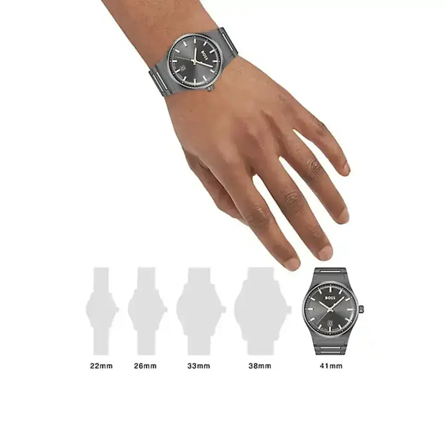 Hugo Boss Candor Grey Dial Grey Steel Strap Watch for Men - 1514078