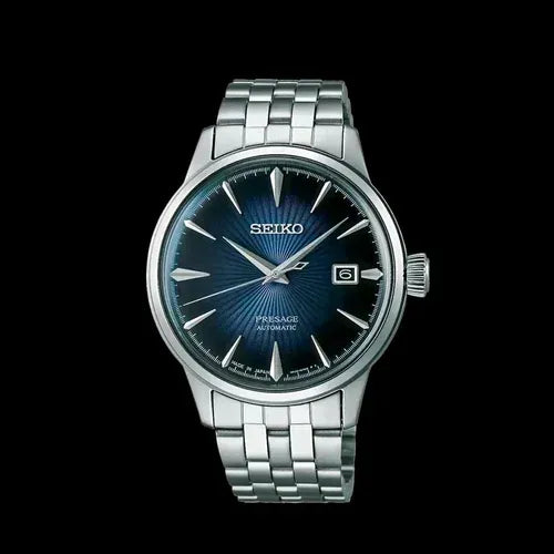 Seiko Presage Cocktail Time Automatic Blue Dial Silver Steel Strap Watch for Men - SRPB41J1