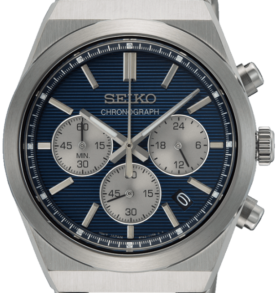 Seiko Conceptual Chronograph Blue Dial Silver Steel Strap Watch for Men- SSB453P1