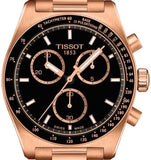 Tissot PRS 516 Chronograph Black Dial Rose Gold Steel Strap Watch for Men - T149.417.33.051.00
