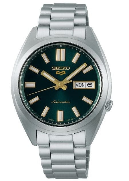 Seiko 5 Sports Automatic Green Dial Silver Steel Strap Watch for Men - SRPL57K1