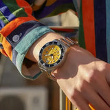 Citizen Mechanical Automatic Yellow Dial Silver Steel Strap Watch for Men - NJ0170-83Z