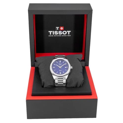Tissot PRC 100 Solar Quartz Blue Dial Silver Steel Strap Watch for Men - T151.422.11.041.00