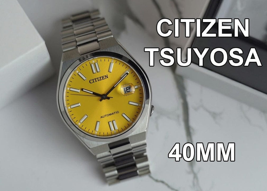 Citizen Tsuyosa Automatic Yellow Dial Silver Steel Strap Watch for Men - NJ0150-56Z
