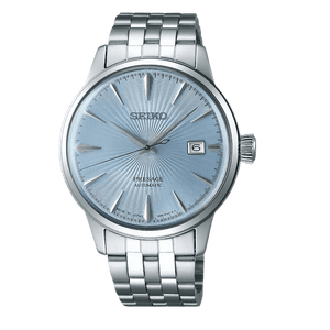 Seiko Presage Cocktail Time Automatic Ice Blue Dial Silver Steel Strap Watch for Men - SRPE19J1