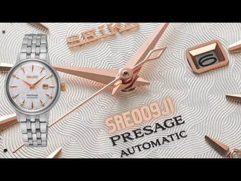 Seiko Presage Cocktail Time Skydiving Automatic Diamonds Mother of Pearl Dial Silver Steel Strap Watch for Women - SRE009J1