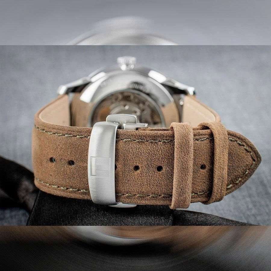 Tissot Chemin des Tourelles Automatic Powermatic 80 Ivory Dial Green Leather Strap Watch for Men - T139.407.16.261.00