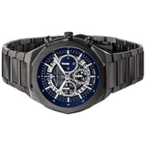 Maserati Stile Skeleton Chronograph Blue Dial Grey Steel Strap Watch for Men - R8873642012