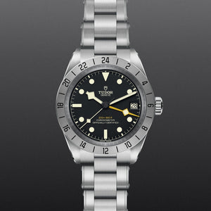 Tudor Black Bay Pro Black Dial Silver Steel Strap Watch for Men - M79470-0001