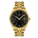 Tissot Ballade Quartz Black Dial Gold Steel Strap Watch for Men - T156.410.33.051.00