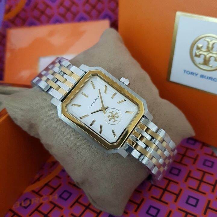 Tory Burch Robinson White Dial Two Tone Steel Strap Watch for Women - TBW1501