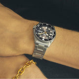 Seiko 5 Sports SKX Street Stonewash Black Dial Silver Steel Strap Watch for Men - SRPL79K1