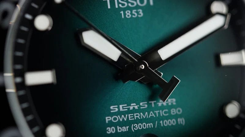 Tissot Seastar 1000 Powermatic 80 Automatic Green Dial Silver Mesh Strap Watch for Men - T120.407.11.091.00