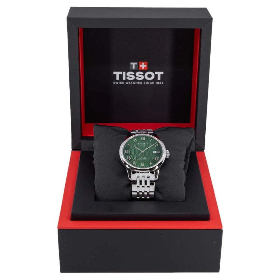 Tissot Le Locle Powermatic 80 Automatic Green Dial Silver Steel Strap Watch for Men - T006.407.11.093.00