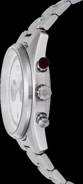 Emporio Armani Racer Chronograph White Dial Silver Steel Strap Watch for Men - AR11645