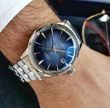 Seiko Presage Cocktail Time Automatic Blue Dial Silver Steel Strap Watch for Men - SRPB41J1