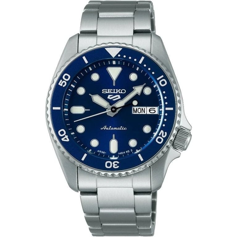 Seiko 5 Sports SKX Street Denim Blue Dial Silver Steel Strap Watch for Men - SRPL77K1