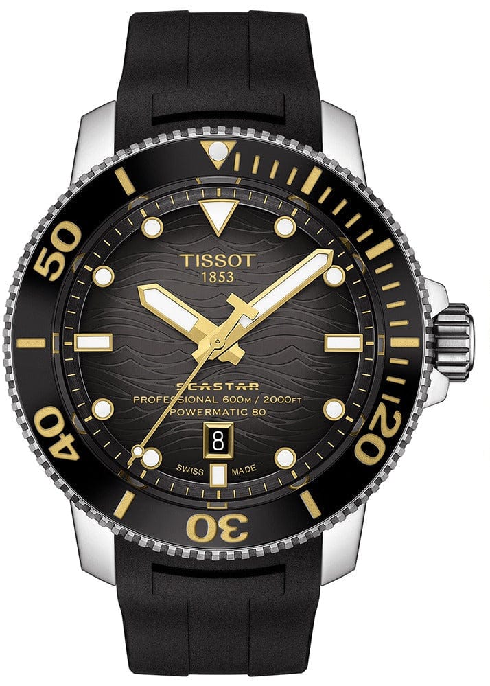 Tissot Seastar 2000 Professional Powermatic 80 Black Dial Black Rubber Strap Watch for Men - T120.607.17.441.01