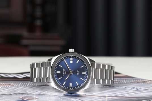 Tissot PRC 100 Solar Quartz Blue Dial Silver Steel Strap Watch for Men - T151.422.11.041.00
