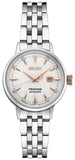 Seiko Presage Cocktail Time Skydiving Automatic Diamonds Mother of Pearl Dial Silver Steel Strap Watch for Women - SRE009J1