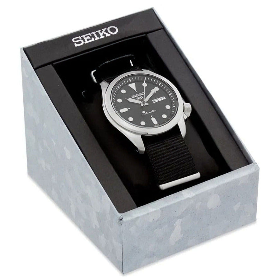 Seiko 5 Sports Automatic Black Dial Black Nylon Strap Watch for Men - SRPE67K1