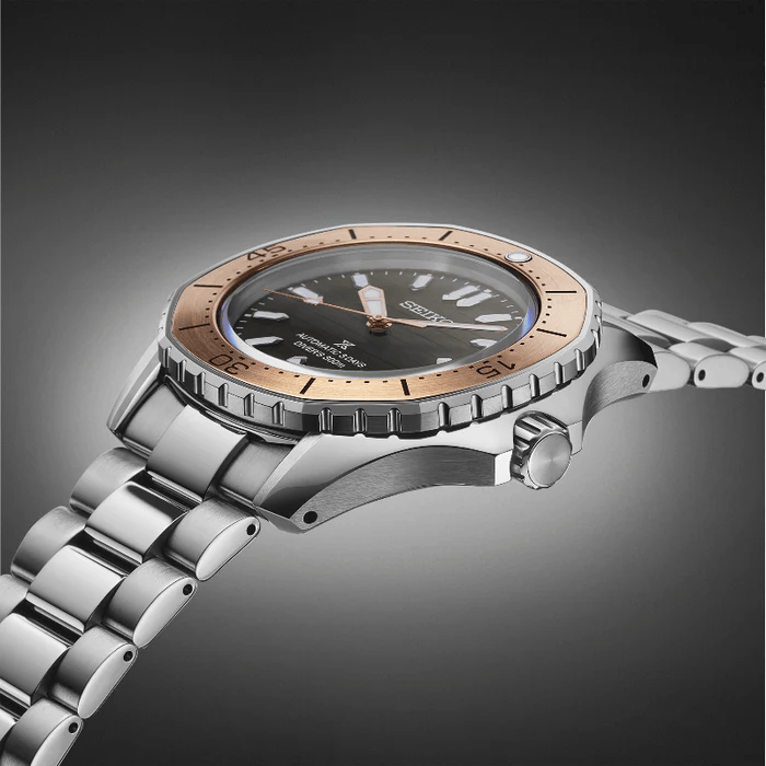 Seiko Prospex Polygonal Sea Diver Automatic Black Dial Silver Steel Strap Watch for Men - SPB485J1