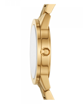 Tory Burch Classic T Black Dial Gold Steel Strap Watch for Women - TBW9010