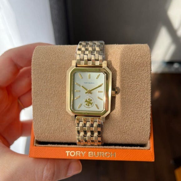 Tory Burch Robinson White Dial Two Tone Steel Strap Watch for Women - TBW1501