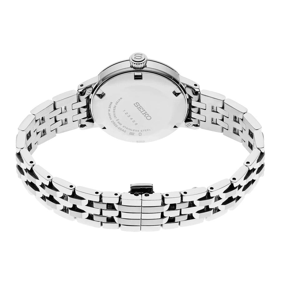 Seiko Presage Cocktail Time Automatic Skydiving Diamonds Blue Dial Silver Steel Strap Watch for Women - SRE007J1