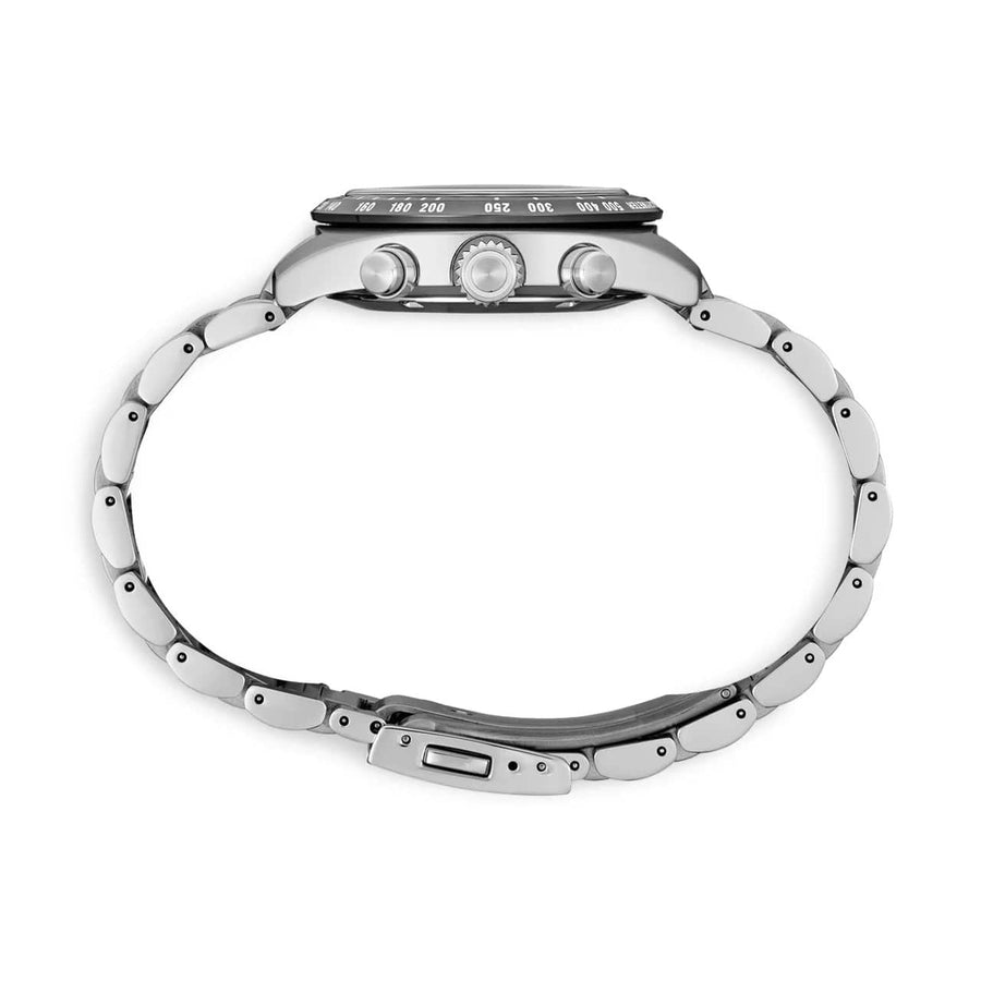 Seiko Prospex Speedtimer Solar Chronograph Black Dial Silver Steel Strap Watch for Men - SSC819