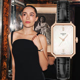 Tissot SRV White Mother of Pearl Dial Black Leather Strap Watch for Women - T160.110.36.113.00