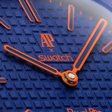Swatch x AP Royal Pop Blue Dial Blue Leather Strap Watch for Men - Orenji Hachi