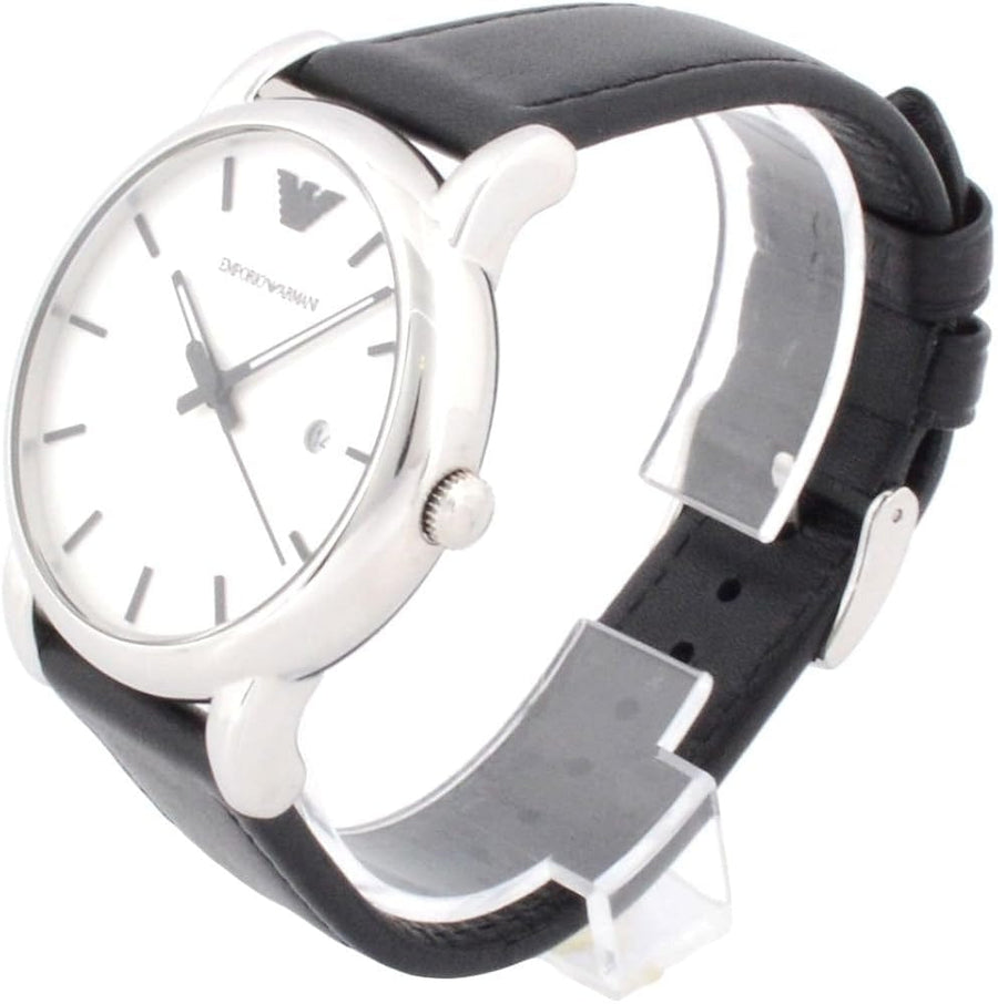 Emporio Armani Luigi White Dial Black Leather Strap Watch for Men - AR1694