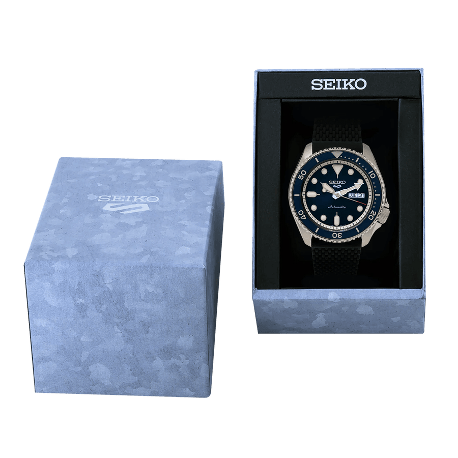 Seiko 5 Sports SKX Automatic Blue Dial Blue Silicone Strap Watch for Men - SRPD71K2