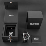 Hugo Boss Troper Chronograph Black Dial Black Leather Strap Watch for Men - 1514055