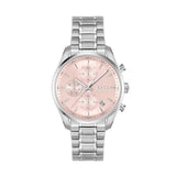 Hugo Boss Grand Tour Chronograph Pink Mother of Pearl Dial Silver Steel Strap Watch for Women - 1502765