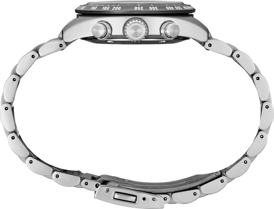 Seiko Prospex Speedtimer Solar Chronograph Black Dial Silver Steel Strap Watch for Men - SSC819