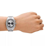 Emporio Armani Racer Chronograph Silver Dial Silver Steel Strap Watch for Men - AR11636