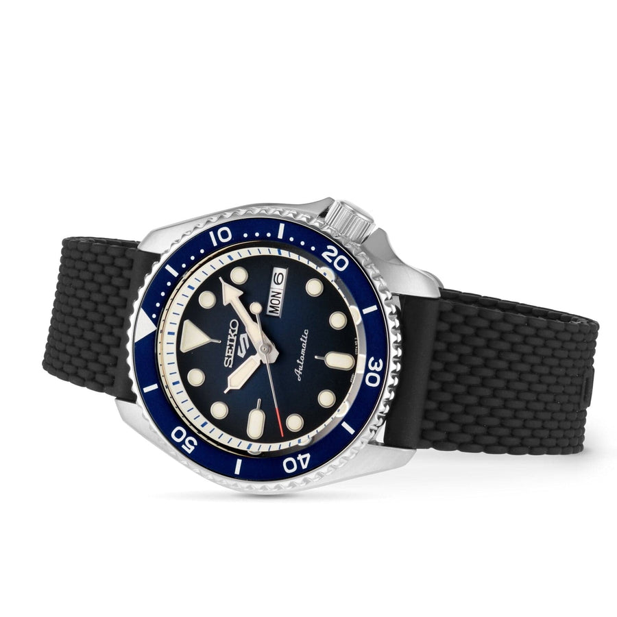 Seiko 5 Sports SKX Automatic Blue Dial Blue Silicone Strap Watch for Men - SRPD71K2