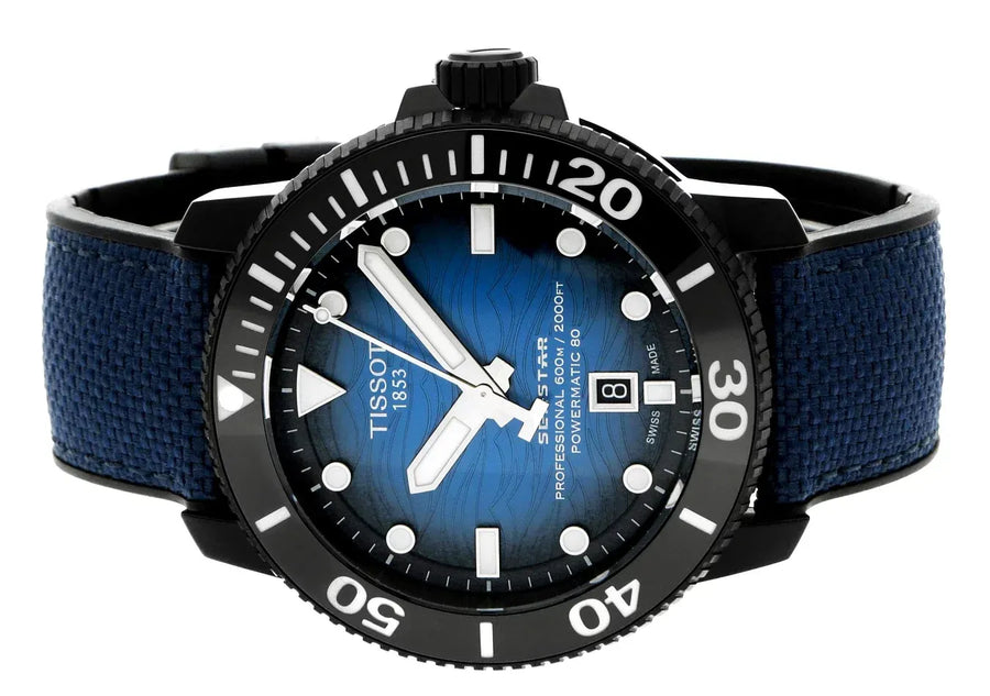 Tissot Seastar 2000 Professional Powermatic 80 Blue Dial Blue Nylon Strap Watch for Men - T120.607.37.041.00