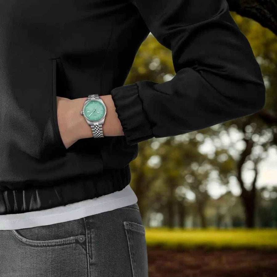 Tissot Ballade Quartz Green Dial Silver Steel Strap Watch for Women - T156.210.11.091.00