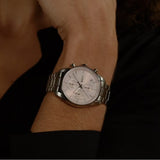 Hugo Boss Grand Tour Chronograph Pink Mother of Pearl Dial Silver Steel Strap Watch for Women - 1502765