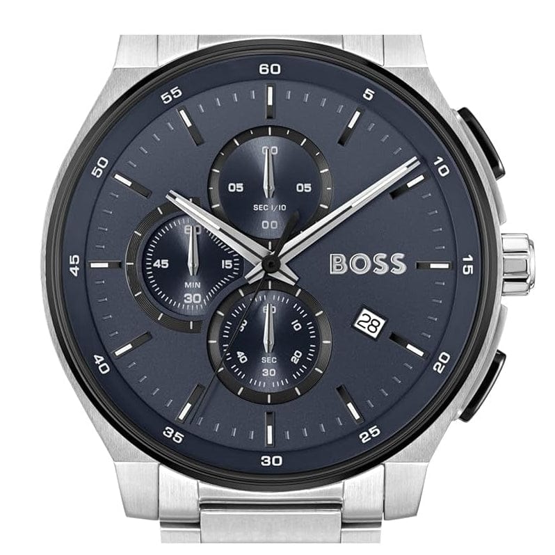 Hugo Boss Peak 2.0 Chronograph Blue Dial SIlver Steel Strap Watch for Men - 1514189