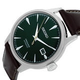Seiko Presage Cocktail Time Automatic Green Dial Brown Leather Strap Watch for Men - SRPD37J1